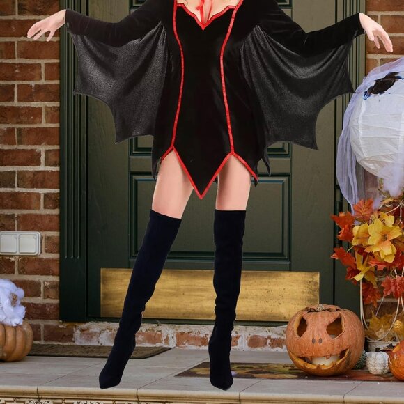 Women Black Suede Wools Polyurethane Over The Knee Stiletto Heel Pointed Boots - Picture 4 of 5